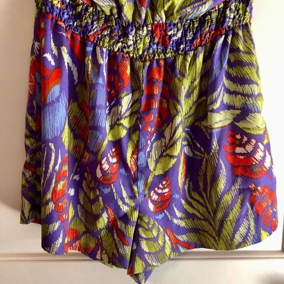 Allen B. By Allen Schwartz Multi-colored Romper V-neck Adjustable Straps Size XL - Picture 3 of 11